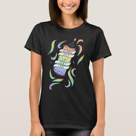 Pastel Regenbogenhaar Pflege Cartoon Dye Flasche T-Shirt (Vorderseite)
