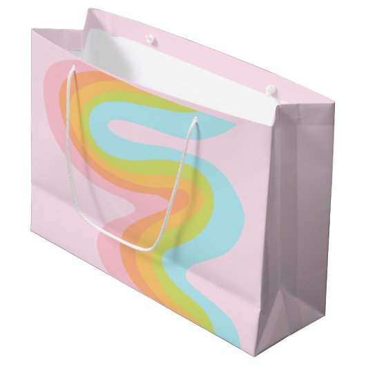 Pastel-Regenbogenkniggle Große Geschenktüte (Vorderseite Schrägansicht)