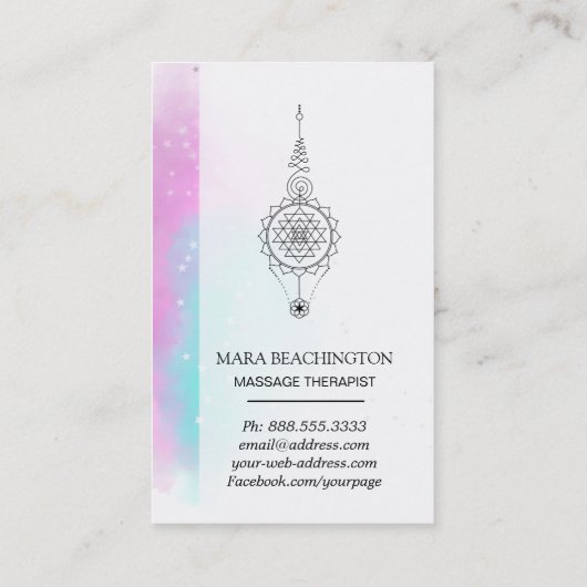 *~* Pastel-Regenbogenstars Heilige Geometrie Massa Visitenkarte (Rückseite)