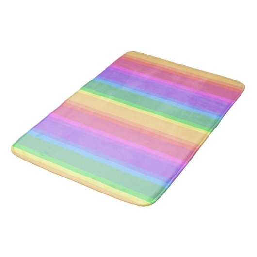 Pastel-Regenbogenstreifen Badematte (Schrägansicht)
