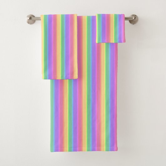Pastel-Regenbogenstreifen Badhandtuch Set (Insitu)
