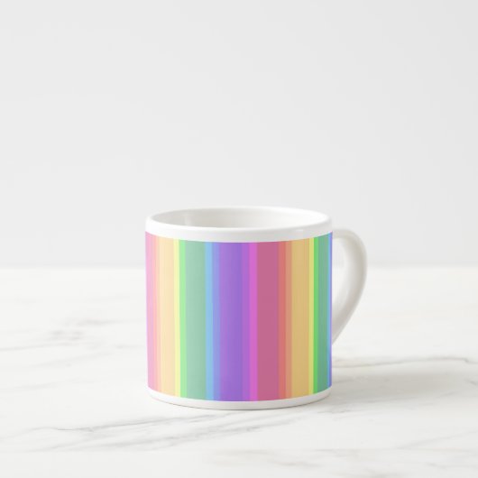 Pastel-Regenbogenstreifen Espressotasse (Vorderseite Rechts)
