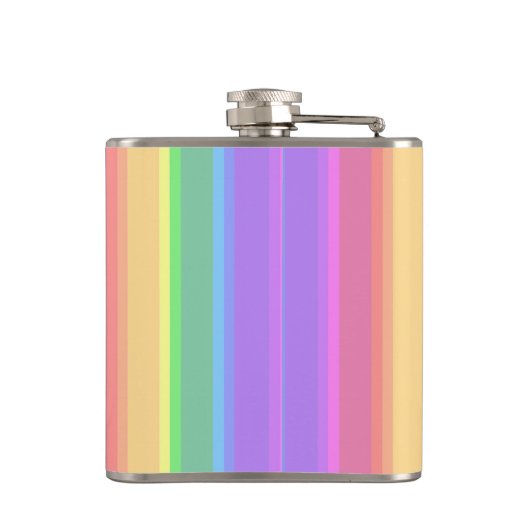 Pastel-Regenbogenstreifen Flachmann (Rückseite)