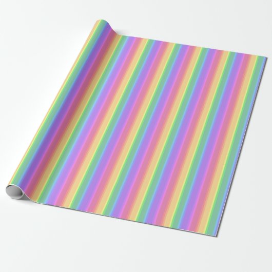 Pastel-Regenbogenstreifen Geschenkpapier (Ungerollt)