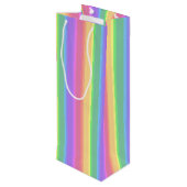 Pastel-Regenbogenstreifen Geschenktüte Für Weinflaschen (Rückseite Schrägansicht)