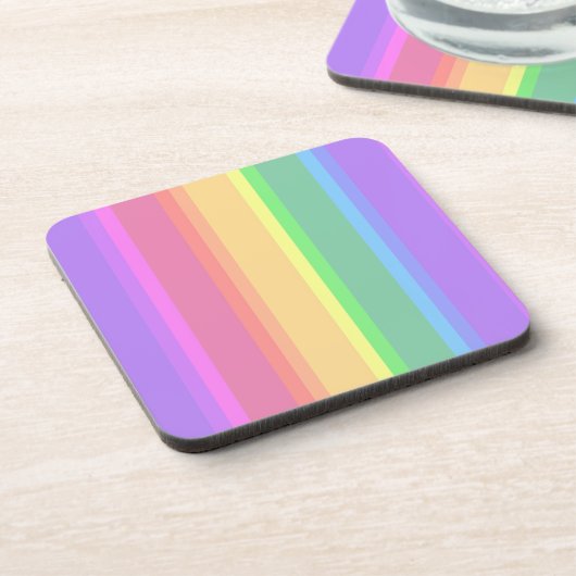 Pastel-Regenbogenstreifen Getränkeuntersetzer (Linke Seite)
