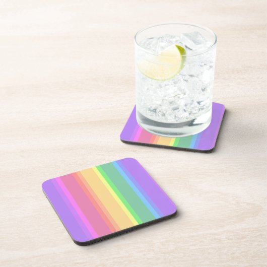 Pastel-Regenbogenstreifen Getränkeuntersetzer (Rechte Seite)