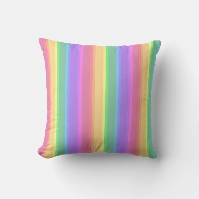 Pastel-Regenbogenstreifen Kissen (Vorderseite)