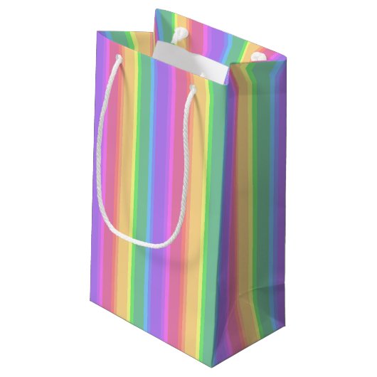 Pastel-Regenbogenstreifen Kleine Geschenktüte (Rückseite Schrägansicht)