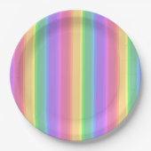 Pastel-Regenbogenstreifen Pappteller (Vorderseite)