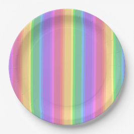 Pastel-Regenbogenstreifen Pappteller