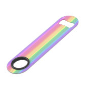Pastel-Regenbogenstreifen Speed Flaschenöffner (Vorderseite Schrägansicht)