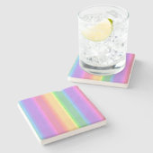 Pastel-Regenbogenstreifen Steinuntersetzer (Seitenansicht)