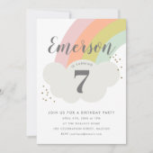 Pastel Regenbogenwolke Kinder Geburtstagsparty Einladung (Vorderseite)