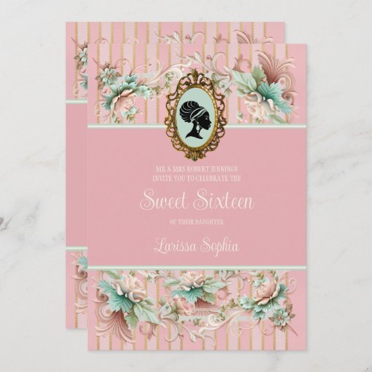 Pastel Regency Era 16 . Geburtstag Einladung (Vorne/Hinten)