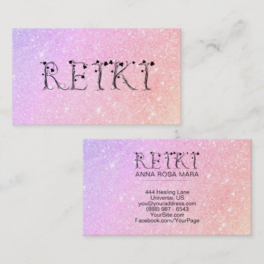 *~* Pastel REIKI Ivy Typografie Abstrakt Visitenkarte (Vorne/Hinten)