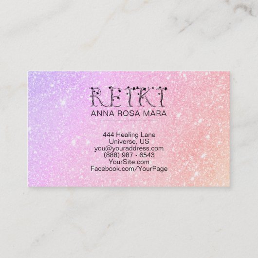 *~* Pastel REIKI Ivy Typografie Abstrakt Visitenkarte (Rückseite)