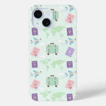 Pastel Reise-Accessoires Doodle iPhone-Hülle – Ges