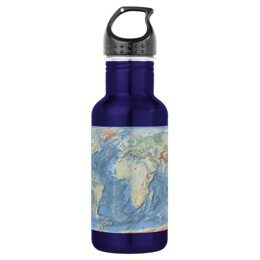 Pastel Relief World Map – Personalized Edelstahlflasche (Vorderseite)