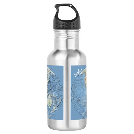 Pastel Relief World Map – Personalized Edelstahlflasche (Rückseite)