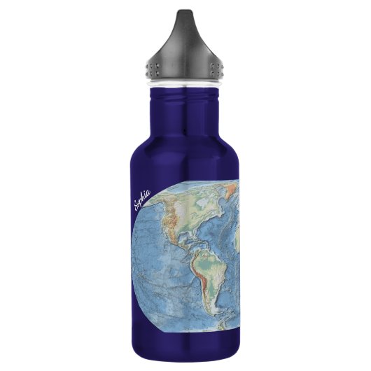 Pastel Relief World Map – Personalized Edelstahlflasche (Links)