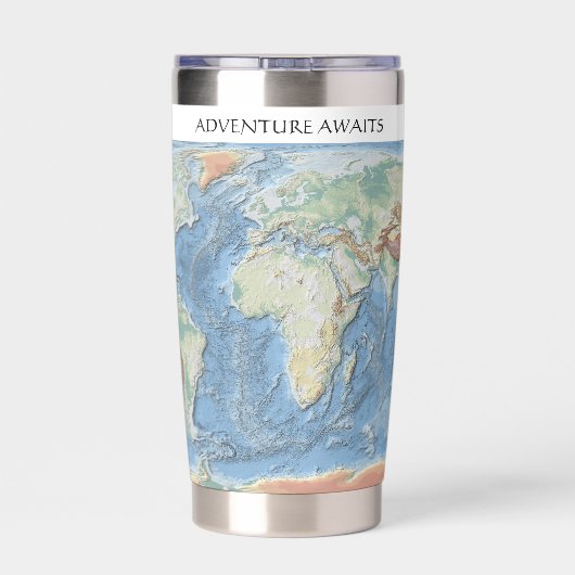 Pastel Relief World Map – Personalized Thermobecher (Rückseite)