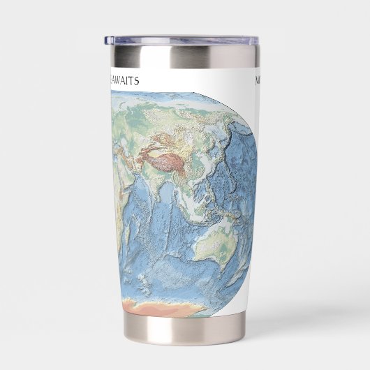 Pastel Relief World Map – Personalized Thermobecher (Rechts)