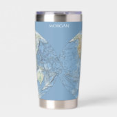 Pastel Relief World Map – Personalized Thermobecher (Vorderseite)