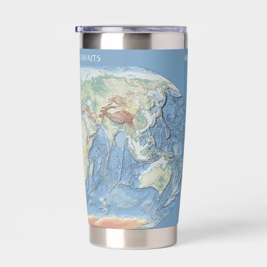 Pastel Relief World Map – Personalized Thermobecher (Rechts)