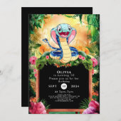 Pastel Reptiles Snake Geburtstag Einladung (Vorne/Hinten)