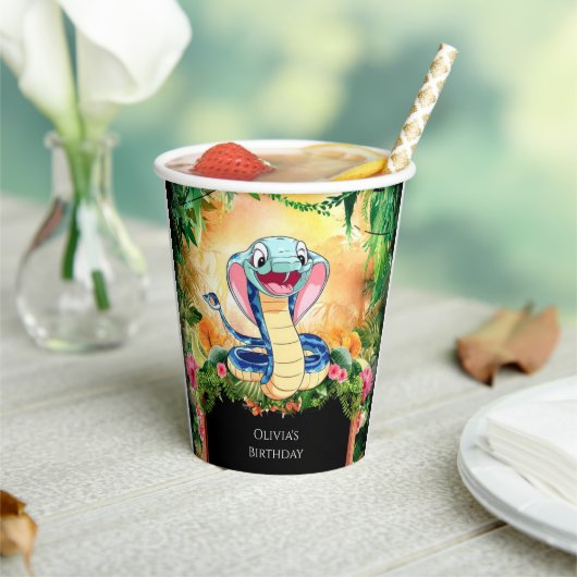 Pastel Reptiles Snake Geburtstag Pappbecher (In Situ)