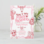 Pastel Retro Ain't My First Rodeo Baby Sprinkle Einladung (Stehend Vorderseite)