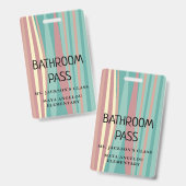 Pastel Retro Back To School Bathroom Hall Pass Bad Ausweis (Vorder- & Rückseite)