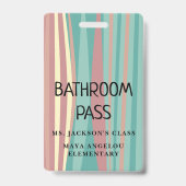 Pastel Retro Back To School Bathroom Hall Pass Bad Ausweis (Rückseite)
