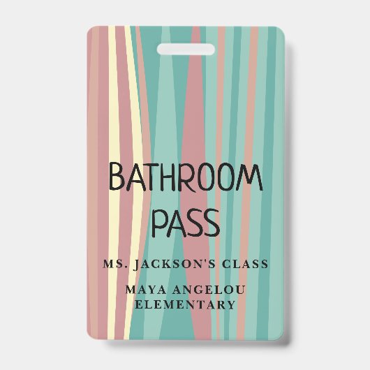 Pastel Retro Back To School Bathroom Hall Pass Bad Ausweis (Vorderseite)