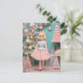 Pastel Retro Christmas Doll Postkarte (Stehend Vorderseite)