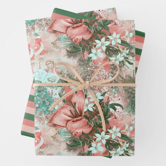 Pastel Retro Christmas Vignette Geschenkpapier Set (Beispiel)