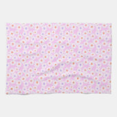 Pastel Retro Daisy Florals auf hellrosa Geschirrtuch (Horizontal)