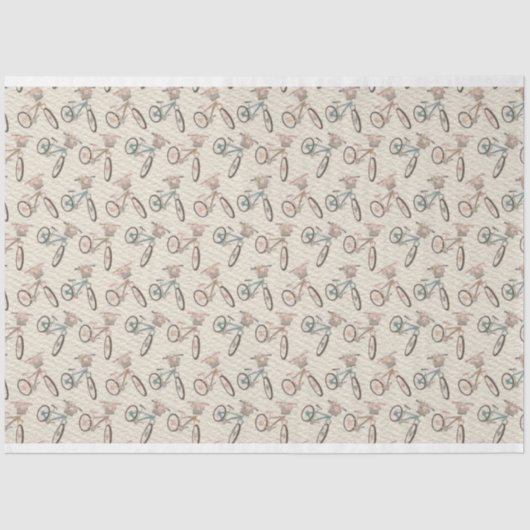 Pastel Retro-Fahrräder mit Blume Seidenpapier (Vorderseite)