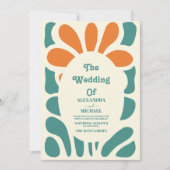 Pastel Retro farbenfrohe blumenreiche Hochzeit Einladung (Vorderseite)