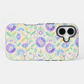 Pastel Retro Floral Pattern Lavender Mint iPhone 16 Hülle (Rückseite (Horizontal))