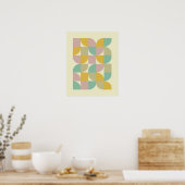 Pastel Retro geometrische Quadrate Petals Mitte Ja Poster (Küche)