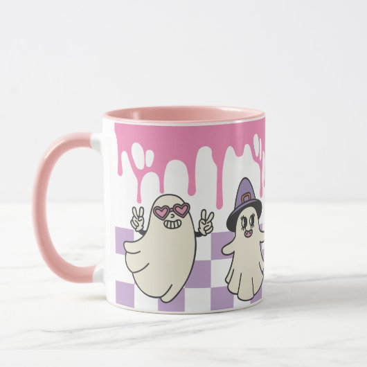 Pastel Retro Ghost Crew mädchenhaft Happy Hallowee Tasse (Links)