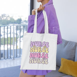 Pastel Retro Groovy Nurse Tragetasche