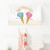 Pastel Retro Ice Cream Gender Reveal Party Banner (Insitu)