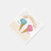 Pastel Retro Ice Cream Gender Reveal Party Serviette (Ecke)
