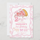 Pastel Retro Liebe Zwei Pizzas Party Einladung (Vorderseite)