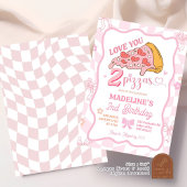 Pastel Retro Liebe Zwei Pizzas Party Einladung