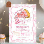 Pastel Retro Liebe Zwei Pizzas Party Einladung