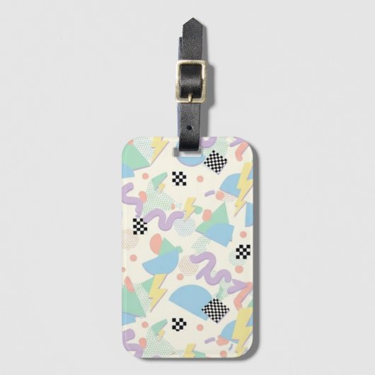 Pastel Retro Memphis Pattern Swirls Gepäckanhänger (Vorderseite Vertikal)